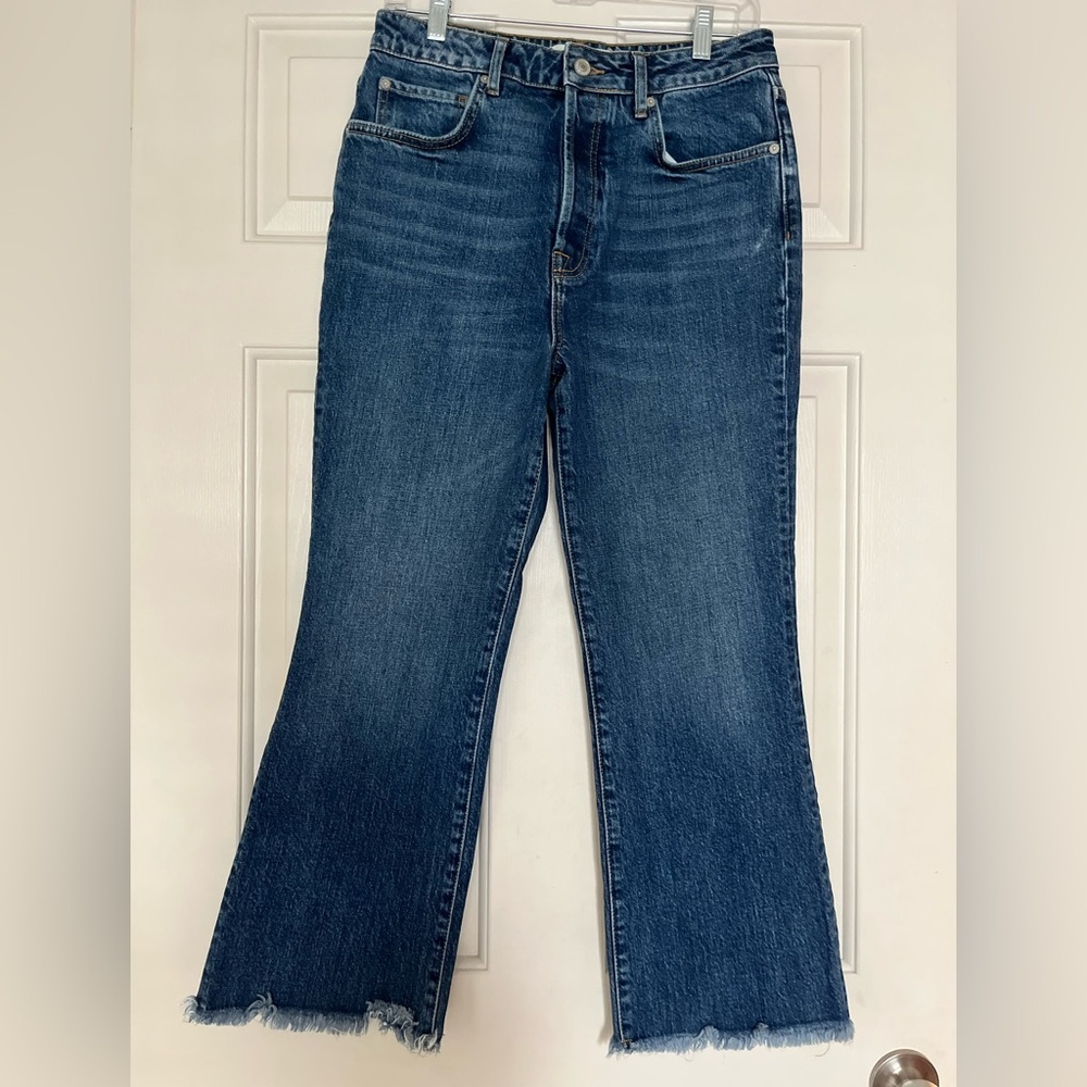 We The Free Dark Blue Wide Leg Frayed Hem Jeans - 28